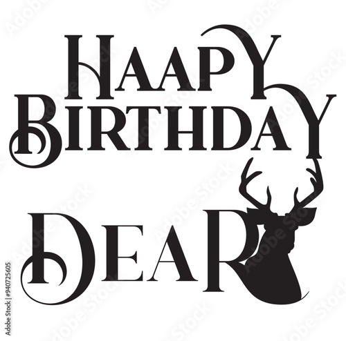 Happy birthday dear sign design deer silhouette