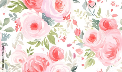 Fototapeta Naklejka Na Ścianę i Meble -  watercolor rose ,Generative AI