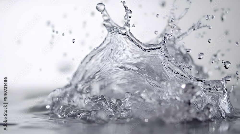 Water Splash: A dynamic splash of water suspended mid-motion, droplets frozen in time against a stark white background.
Water Splash: A dynamic splash of water suspended mid-motion, droplets frozen in time against a stark white background.