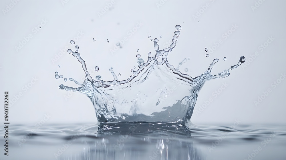 Water Splash: A dynamic splash of water suspended mid-motion, droplets frozen in time against a stark white background.
Water Splash: A dynamic splash of water suspended mid-motion, droplets frozen in time against a stark white background.