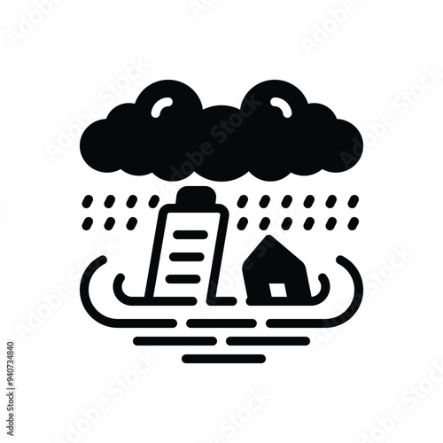 Black solid icon for flooding