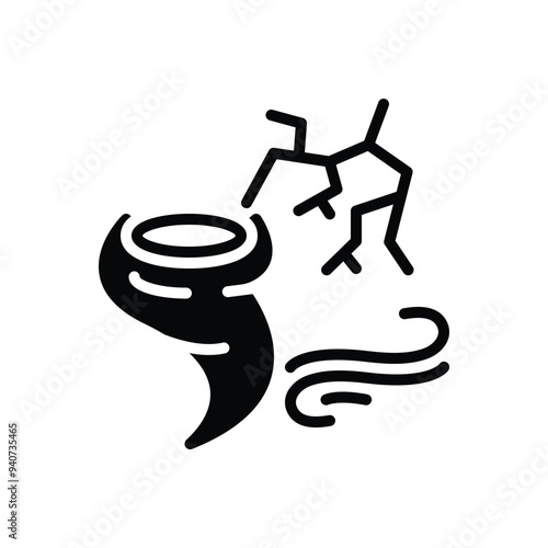 Black solid icon for storm