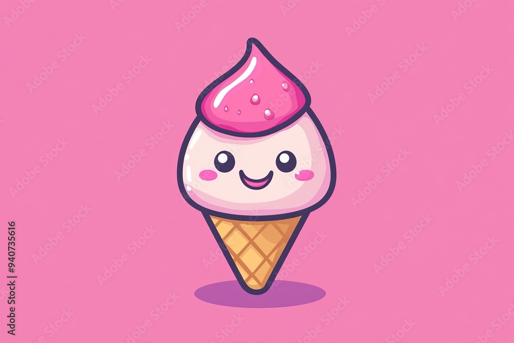 Vector Graphic of Cute Kawai Ice Cream Mascot Character. Vector Graphic of Cute Kawai Ice Cream Mascot Character.