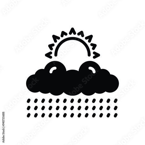 Black solid icon for sun