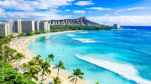 Wallpaper Mural Waikiki Beach and Diamond Head stand as iconic symbols of Honolulu, Hawaii. Torontodigital.ca