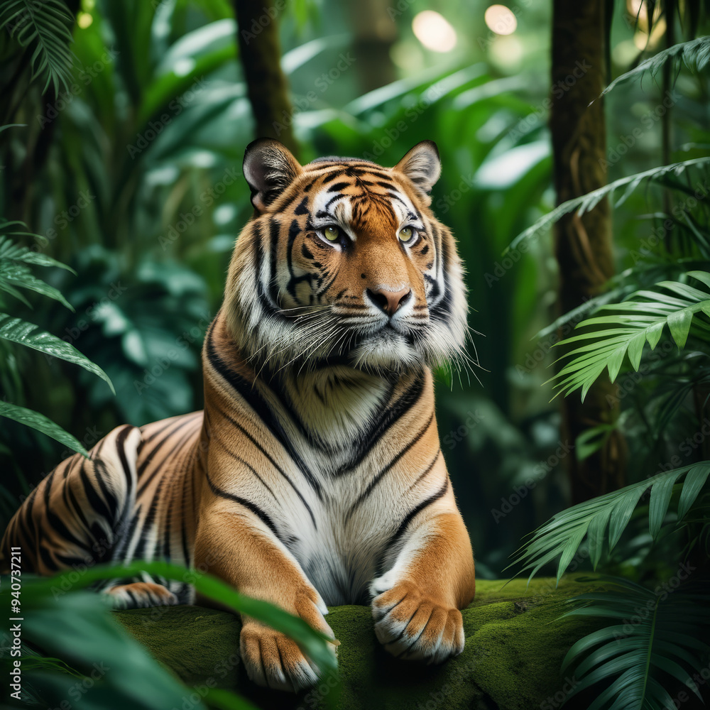 Fototapeta premium Angry tiger in the forest