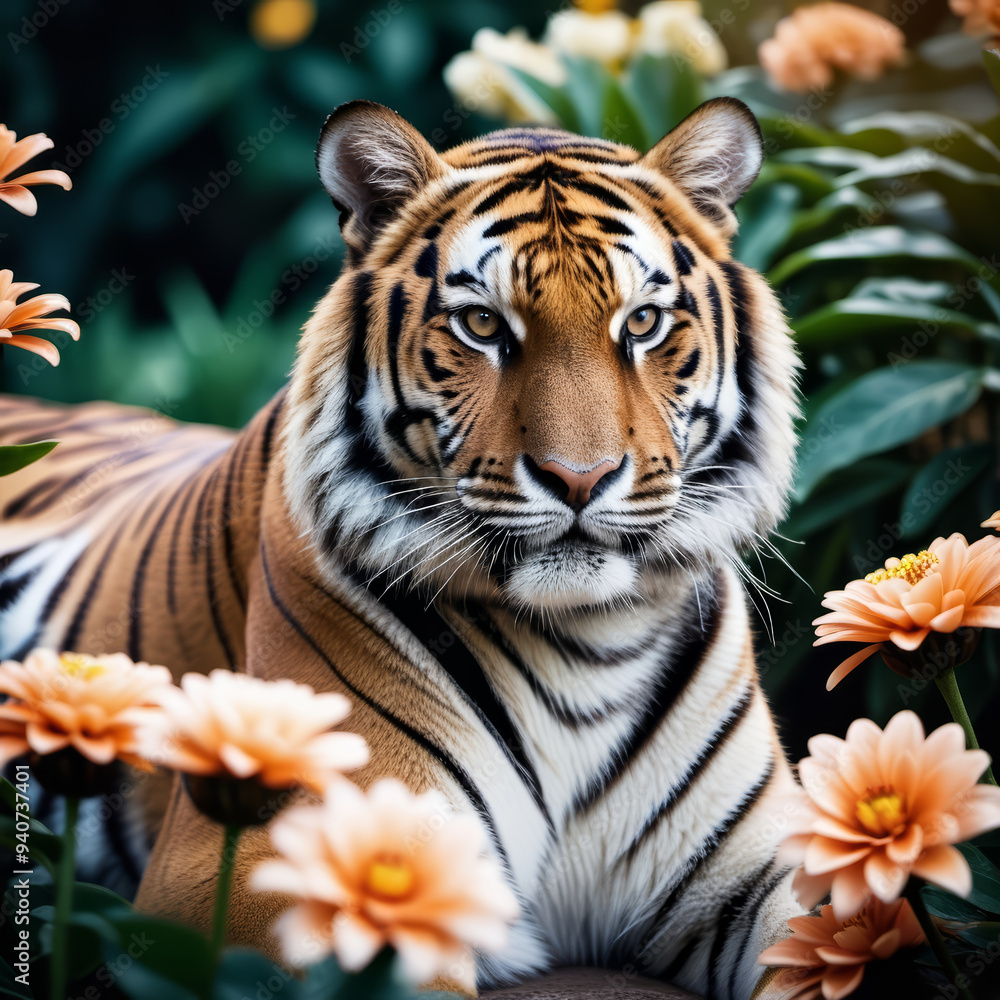 Fototapeta premium Angry tiger in the forest