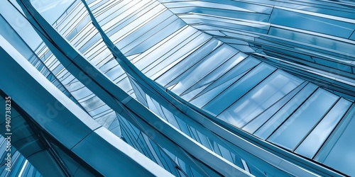 Closeup of a modern architectural facade showcasing abstract lines and reflections during daylight with a sleek, contemporary design