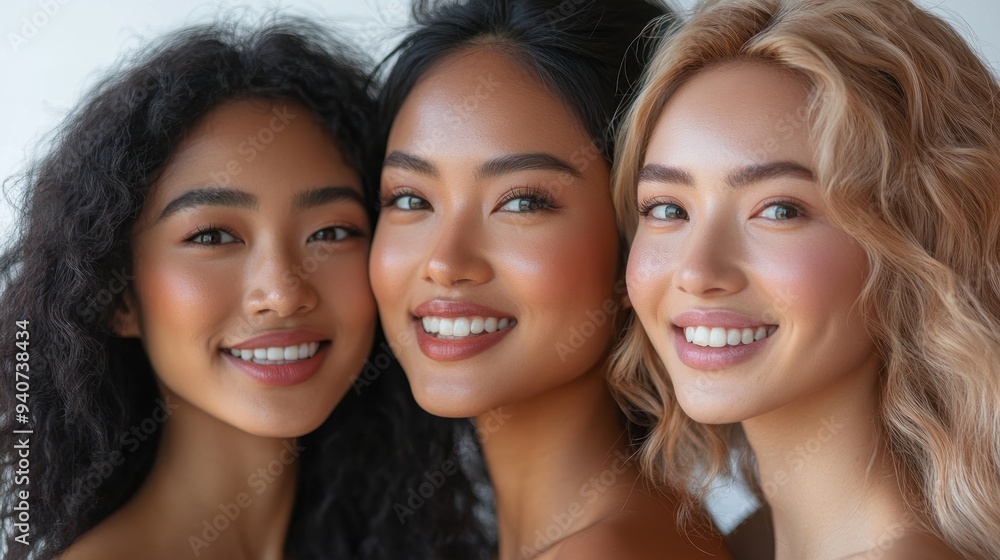 Multiracial ladies posing on studio background with Contour and Highlight makeup sample,healthy skin,collage for skin care concept,Professional Contouring face make-up over,Make up woman face. Multiracial ladies posing on studio background with Contour and Highlight makeup sample,healthy skin,collage for skin care concept,Professional Contouring face make-up over,Make up woman face.