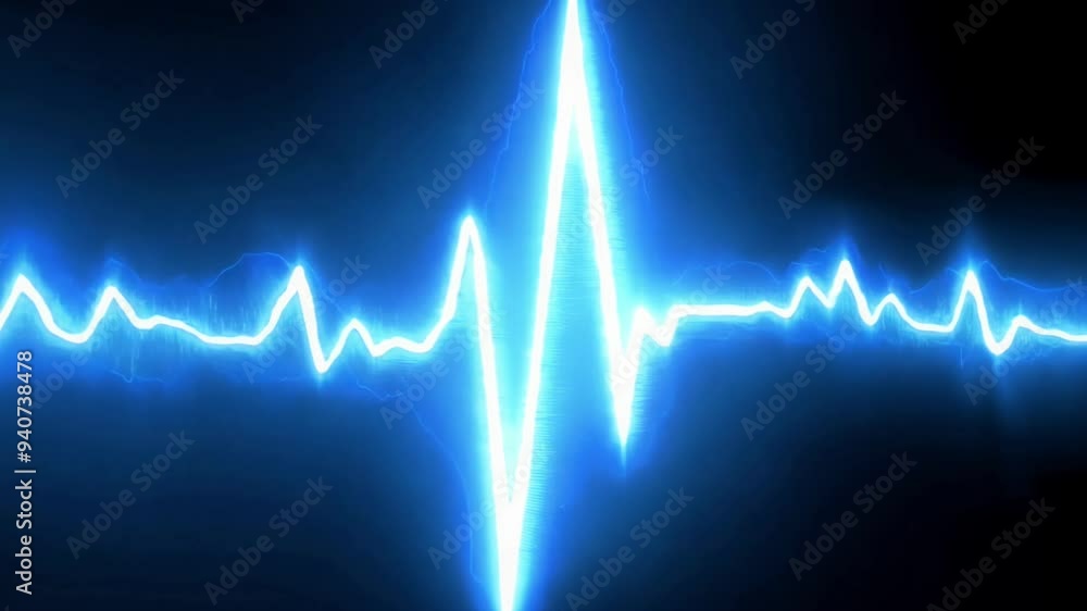 A striking blue waveform representing sound vibrations is displayed against a dark backdrop, illustrating the rhythm and intensity of audio signals. A striking blue waveform representing sound vibrations is displayed against a dark backdrop, illustrating the rhythm and intensity of audio signals.