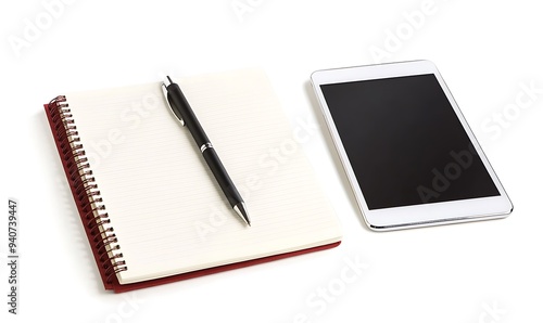 Notebook, Pen, Tablet, White Background