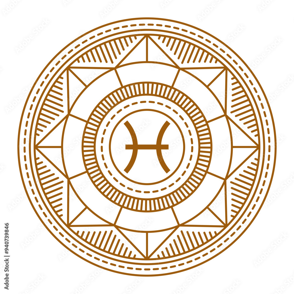 Obraz premium Pisces Zodiac Astrology Circle