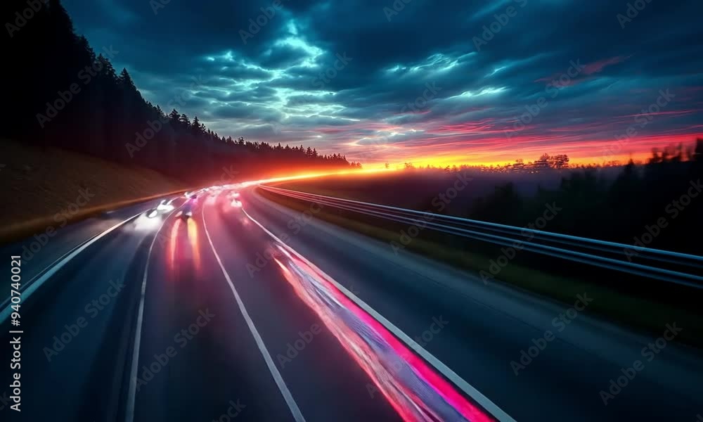 Beauiful 4K quality video time lapse A long exposure shot of a busy city street at night, with streaks of light from passing cars Beauiful 4K quality video time lapse A long exposure shot of a busy city street at night, with streaks of light from passing cars