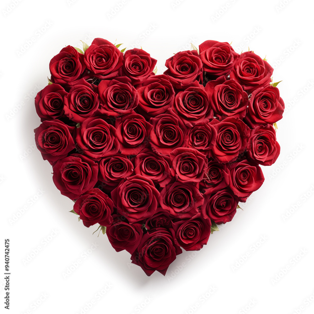 heart made of red roses isolated on a white background. Valentine's Day heart made of red roses isolated on a white background. Valentine's Day