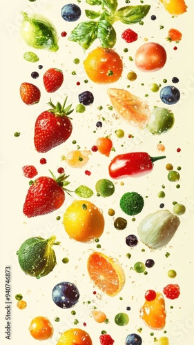 Various type of fruits and mix fruit isolated on white background,Ripe fruit and vegetables,healthy food,Include fresh organic vegetables basket on wooden floor with copy space still life.