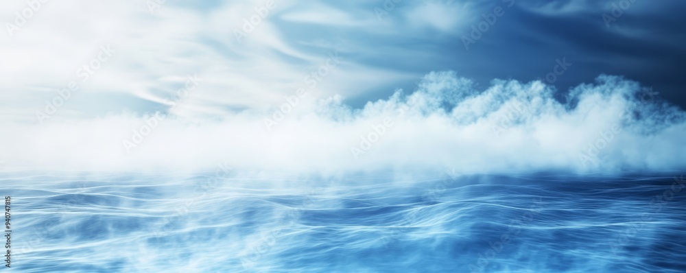 Abstract blue ocean waves with a cloudy sky. Abstract blue ocean waves with a cloudy sky.