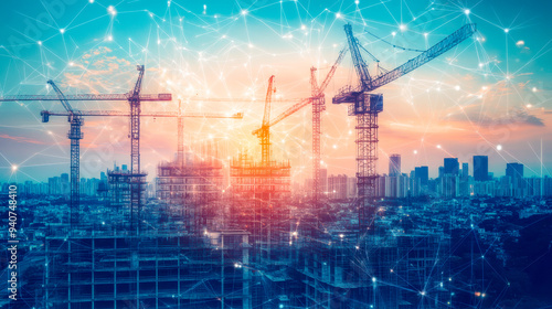 Wallpaper Mural Cityscape Under Construction: A Digital Network of Growth Torontodigital.ca