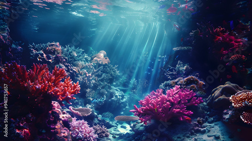 Wallpaper Mural A beautiful underwater scene with rays of sunlight shining through the water  Torontodigital.ca