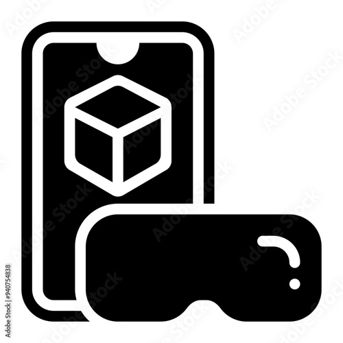 virtual reality, vr, vr glasses, glasses, gadget, smartphone, mixed reality, virtualization solid or glyph icon