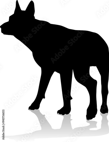 A detailed animal silhouette of a pet dog