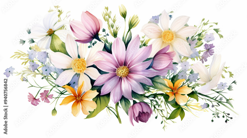 Wild flowers watercolor bouquet Wild flowers watercolor bouquet