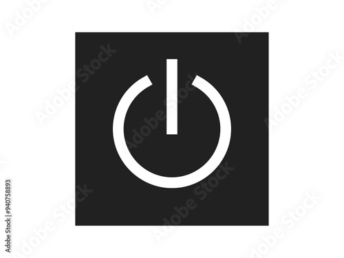 シンプル電源・起動正方形ボタンA：黒