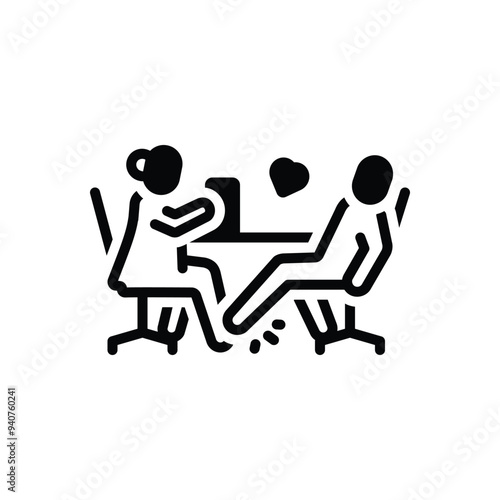 Black solid icon for flirt