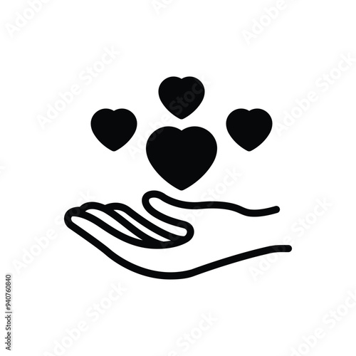 Black solid icon for give love