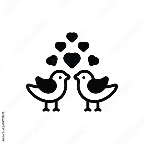 Black solid icon for lovebirds