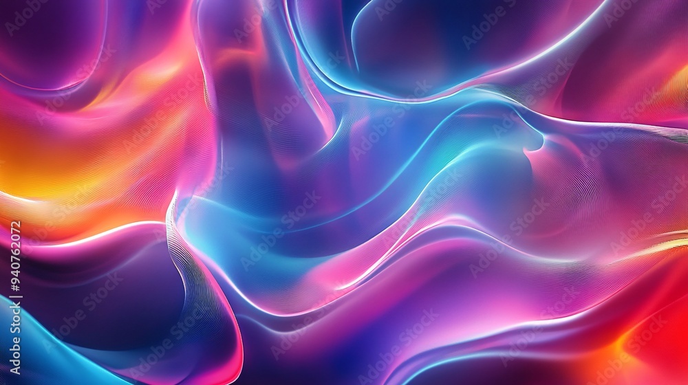 Fototapeta premium Futuristic and dynamic, a colorful abstract background with abstract digital waves in vibrant colors
