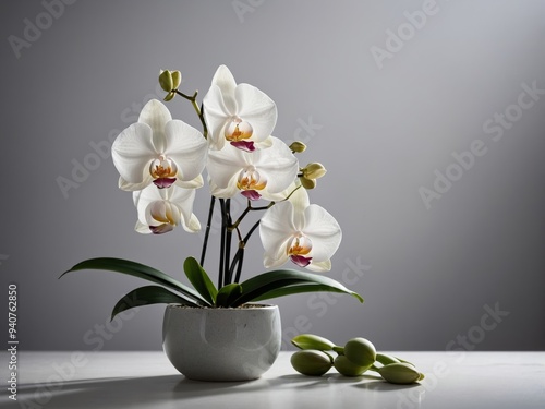 Wallpaper Mural Portrait of a Graceful White Orchid in Full Bloom Elegantly Potted Torontodigital.ca