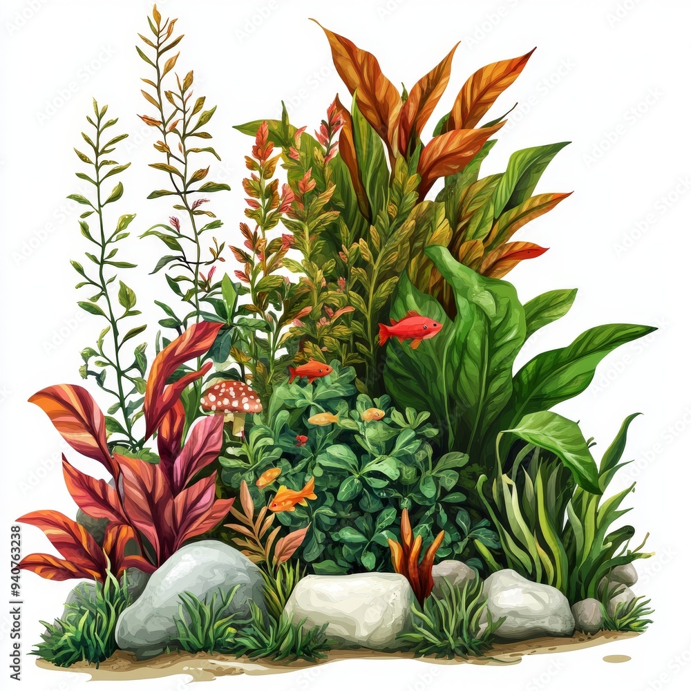 vector graphic of various aquatic plant vector graphic of various aquatic plant