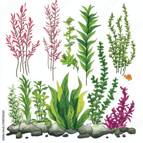 vector graphic of various aquatic plant photo