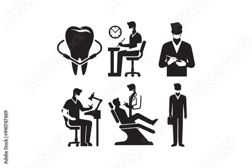 dental hygienist silhouette. Dentist vector silhouette illustration