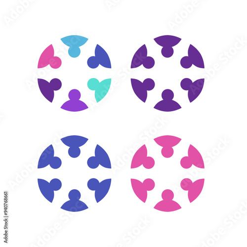 COLORFUL PEOPLE TOGETHER TEAM TEAMWORK UNION VECTOR ISOLATED ON WHITE