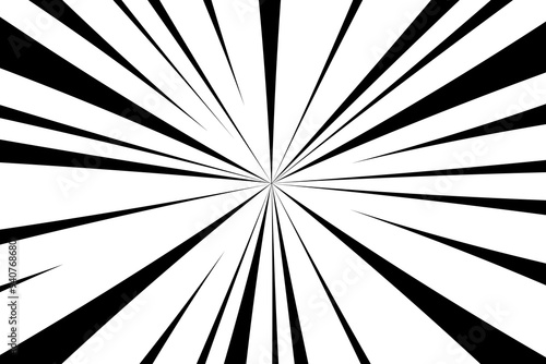 Pop art motion rays, high speed comic book lines background. Comic zoom lines backdrop
