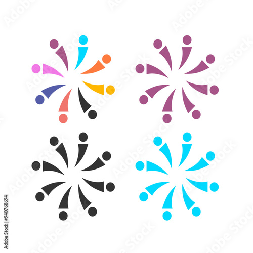 COLORFUL PEOPLE TOGETHER TEAM TEAMWORK UNION VECTOR ISOLATED ON WHITE