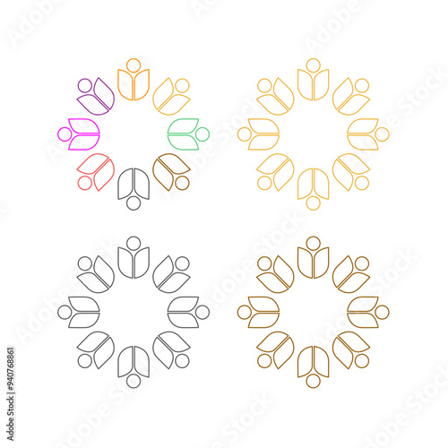 COLORFUL PEOPLE TOGETHER TEAM TEAMWORK UNION VECTOR ISOLATED ON WHITE
