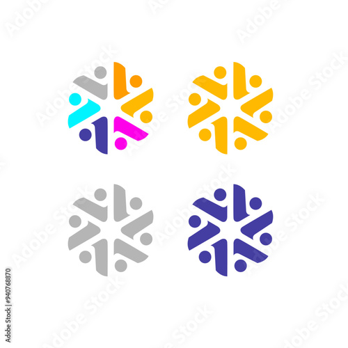 COLORFUL PEOPLE TOGETHER TEAM TEAMWORK UNION VECTOR ISOLATED ON WHITE