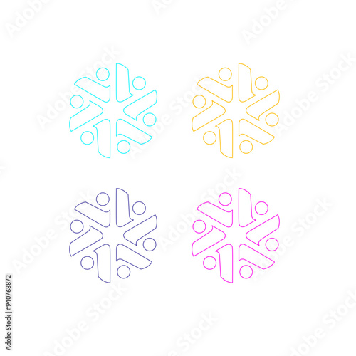 COLORFUL PEOPLE TOGETHER TEAM TEAMWORK UNION VECTOR ISOLATED ON WHITE