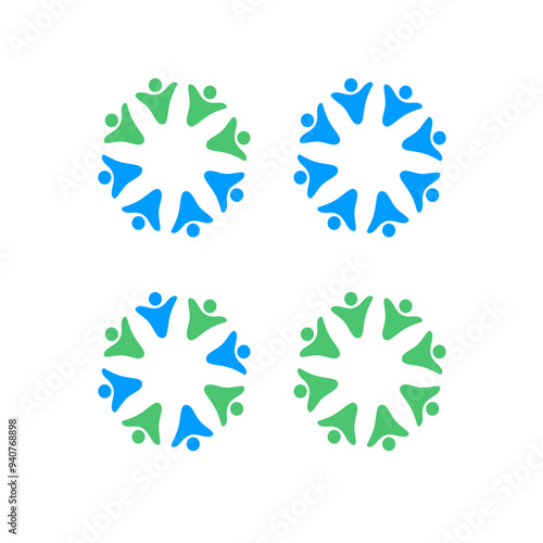 COLORFUL PEOPLE TOGETHER TEAM TEAMWORK UNION VECTOR ISOLATED ON WHITE