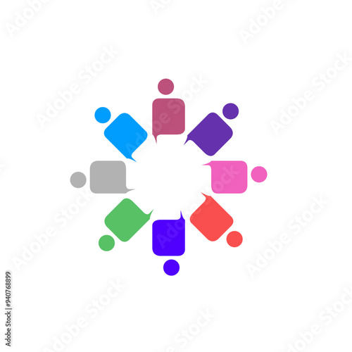 COLORFUL PEOPLE TOGETHER TEAM TEAMWORK UNION VECTOR ISOLATED ON WHITE