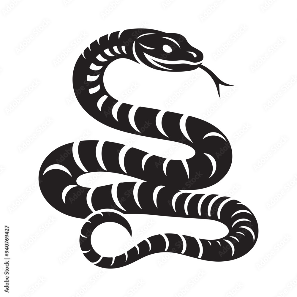 Naklejka premium silhouette snake vector on white background