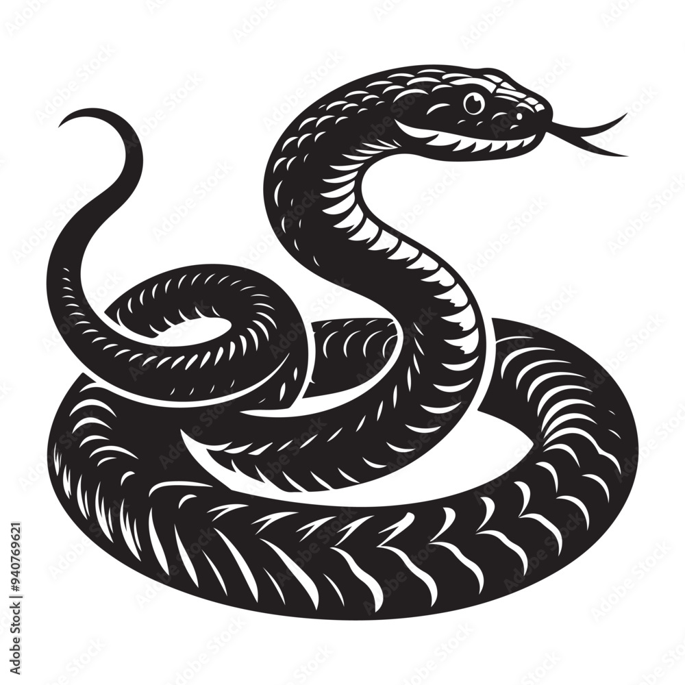Fototapeta premium silhouette snake vector on white background