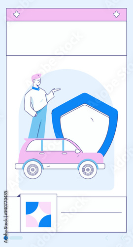 Buy insurance for car flat character vector concept operation illustration
