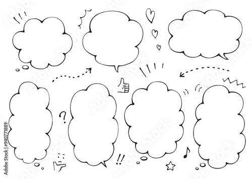 縦書きにも使えるもくもく吹き出しセット