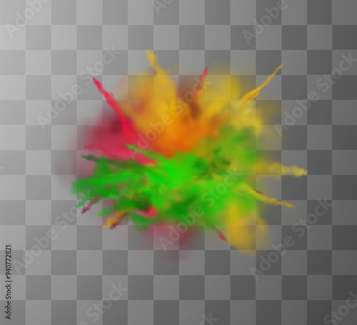 Colorful dust explosion vector illustration set