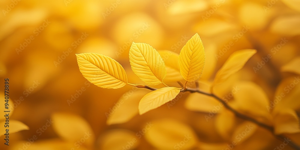 Golden autumn leaves in soft focus, capturing the essence of the fall season Golden autumn leaves in soft focus, capturing the essence of the fall season