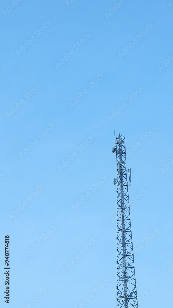Telecommunication tower with blue sky background, Technology and communication concept. Telecommunication tower with blue sky background, Technology and communication concept.