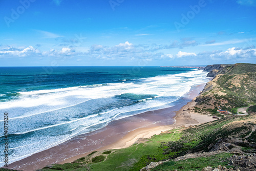 Idyllic nature landscape on Praia da Cordoama beach, Vila do Bispo Sagres, Algarve, Portugal Europe